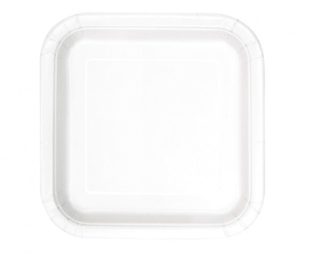 Talerzyki papierowe, białe, 23 cm, kwadratowe, 14 szt.