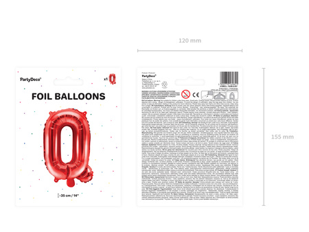 Balon foliowy Litera ''Q'', 35cm, czerwony