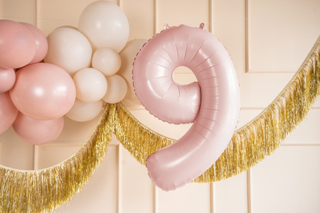 Balon foliowy Cyfra ''9'', 72cm, jasny różowy