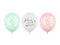 Balony 30 cm, Love you mom, mix (1 op. / 50 szt.)