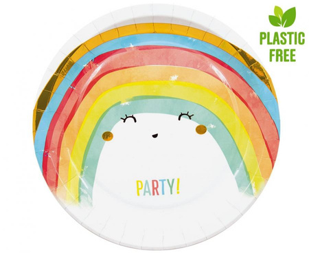 Talerzyki papierowe Rainbow Party, next generation, 23cm, 8 szt. (plastic-free)