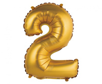 Balon foliowy "Cyfra 2", złota, matowa, 35 cm