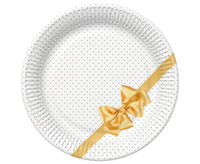 Talerzyki papierowe Golden Bow Elegance, 18 cm, 8 szt.