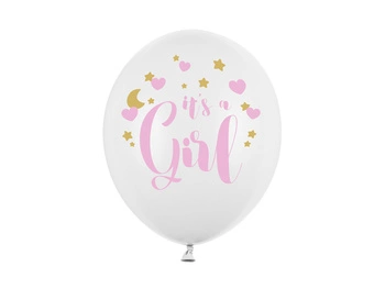 Balony 30cm, It's a Girl, P. Pure White (1 op. / 50 szt.)