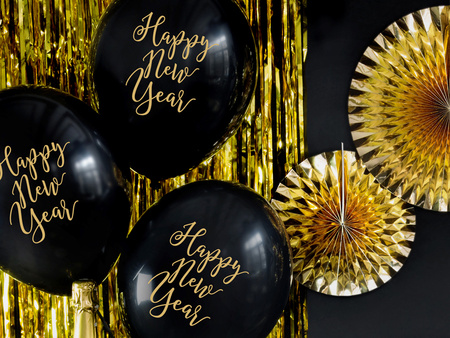 Balony 30cm, Happy New Year, Pastel Black (1 op. / 50 szt.)