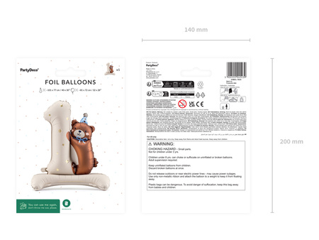 Balon foliowy Cyfra ''1'' z Misiem, 81 x 72 cm
