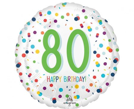 Balon foliowy 18" -  Confetti bday 80