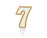 Świeczka cyferka "7", złoty kontur