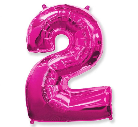 Balon foliowy - "Number 2" różowy 85 cm