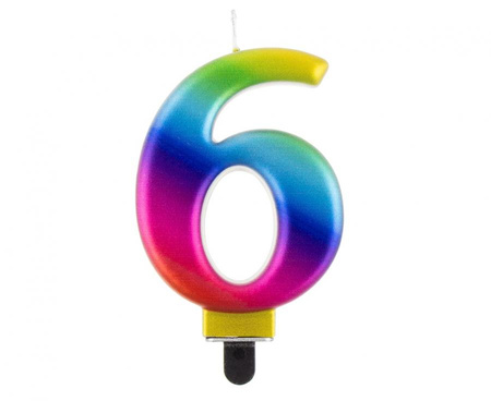 Świeczka cyferka 6, Galaxy, 8,0 cm