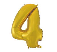 Balon foliowy "Cyfra 4", złota, matowa, 92 cm