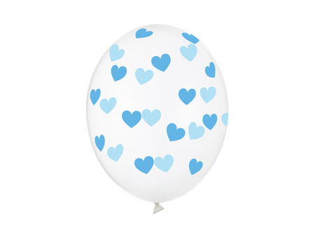 Balony 30cm, Serduszka, Crystal Clear (1 op. / 6 szt.)
