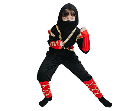 Zestaw dla dzieci Waleczny Ninja (bluzka z kapturem, spodnie, pasek, maska), rozm.120/130 cm
