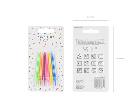 Świeczki urodzinowe Kolorowe, mix, 6,5cm (1 op. / 6 szt.)