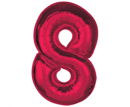 Balon foliowy Smart, cyfra 8, czerwona, 92 cm