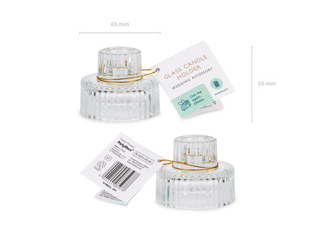 Świecznik szklany z rantem 2w1, 6.5x5.5cm (1 op. / 4 szt.)