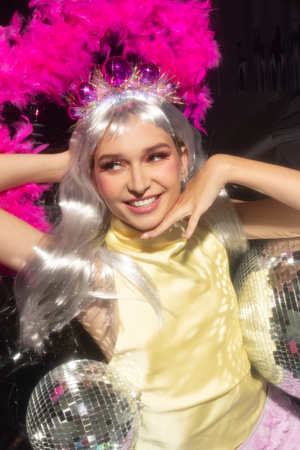 Opaska Kule Disco, 17.5x17.5 cm, różowy