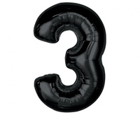Balon foliowy Smart, cyfra 3, czarna, 92 cm