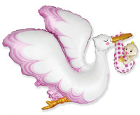 Balon foliowy 24 cale - Bocian Baby Girl, pakowany