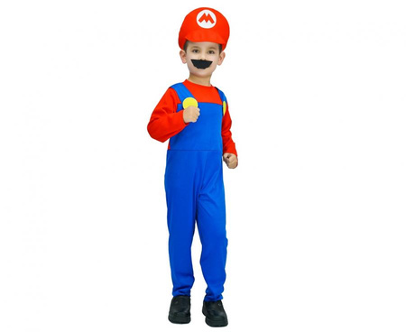 Zestaw dla dzieci Czerwony hydraulik (czapka, kombinezon), rozm. 110/120 cm