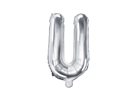 Balon foliowy Litera ''U'', 35cm, srebrny