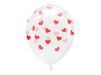 Balony Eco 33 cm, Serca, Crystal Clear (1 op. / 6 szt.)