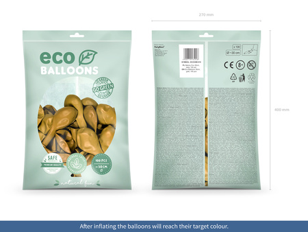 Balony Eco 30cm metalizowane, złoty (1 op. / 100 szt.)