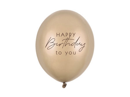 Balony 30 cm, Happy Birthday, Metallic Cold Gold (1 op. / 50 szt.)