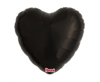 Balon foliowy, serce 18", Metallic Black, 5 szt.