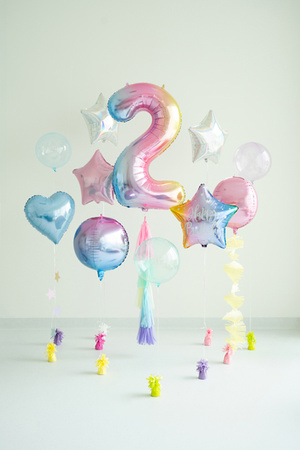 Balon foliowy Cyfra ''2'', 86cm, pastelowy tęczowy