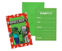 Zaproszenia z kopertami Minecraft, 6 szt.