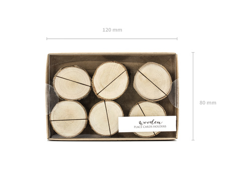 Drewniane podstawki pod wizytówki, śr. 3-4cm (1 op. / 6 szt.)