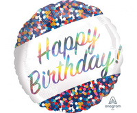 Balon foliowy 18" - Holo iridescent bday Confetti