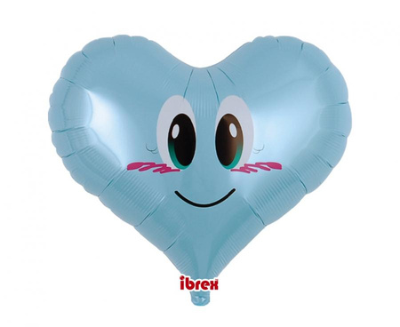 Balon foliowy, serce Jelly 14", Smile Angel PL Blue, packed
