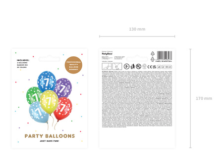 Balony 30cm, 7th Birthday, Metallic Mix (1 op. / 6 szt.)