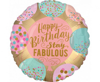 Balon foliowy 18" " Happy Birthday Stay Fabulous", zapakowany