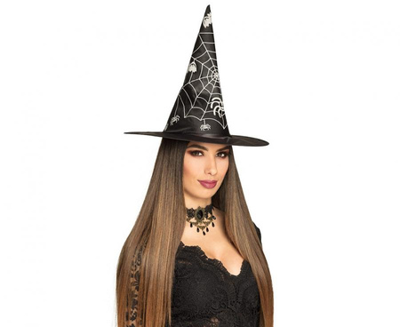 Kapelusz Czarownicy, czarny z pajęczyną, 1 szt.