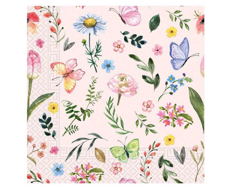 Serwetki papierowe Pink Butterfly, 25x25 cm, 20 szt.