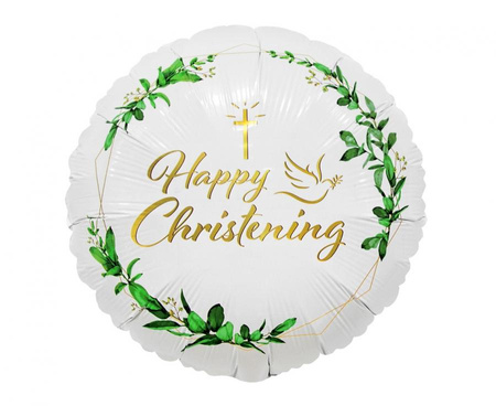Balon foliowy Happy Christening (krzyż i gołąbek), 18"