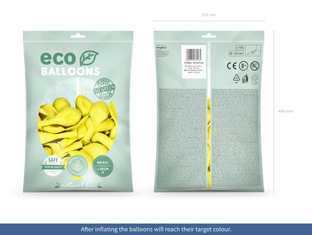 Balony Eco 30cm pastelowe, żółty (1 op. / 100 szt.)