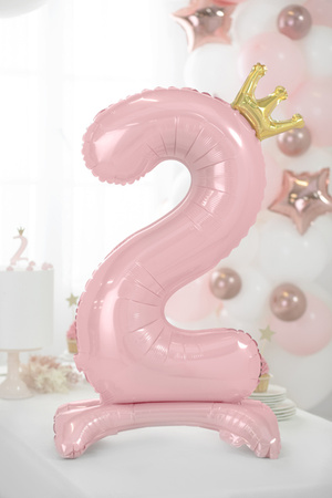 Stojący balon foliowy cyfra ''2'', 84 cm, jasny różowy