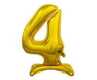 Balon foliowy Cyfra stojąca 4, złota, 74 cm