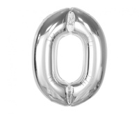 Balon foliowy Smart, cyfra 0, srebrna, 92 cm