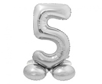 Balon foliowy Smart, Cyfra stojąca 5, srebrna, 72 cm