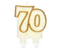 Świeczka cyferka "70", złoty kontur