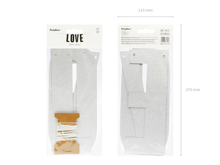 Baner Love, srebrny, 21x55cm
