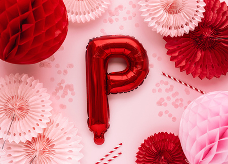 Balon foliowy Litera ''P'', 35cm, czerwony