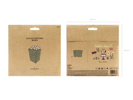 Pudełka na popcorn, mix, 7x7x12,5cm (1 op. / 6 szt.)