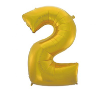 Balon foliowy "Cyfra 2", złota, matowa, 92 cm