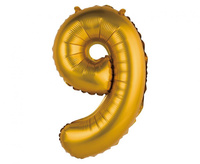 Balon foliowy "Cyfra 9", złota, matowa, 35 cm